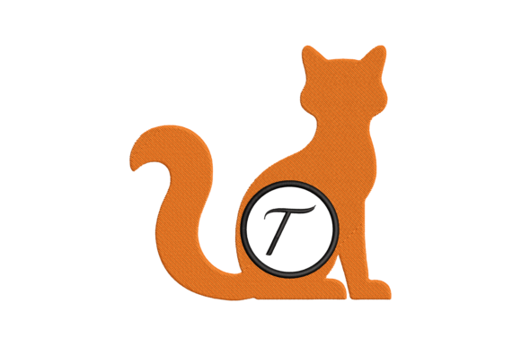 Charming Cat Letter T for Personalized Embroidery Projects