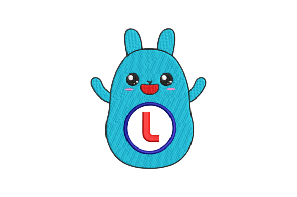 Cute Rabbit Letter L: A Playful Yet Professional Embroidery Design for Small Business Merchandise
