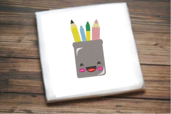 Smiling Pen Set: A Charming Embroidery Design for Boutique Sweatshirts