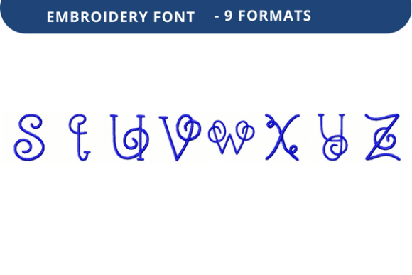 Vine Nouveau Font Lowercase S to Z: A Stitch Test